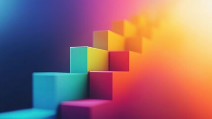 Fototapeta premium Vibrant Illustration of Business Growth with Colorful Ladder Steps