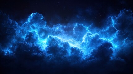 Electric blue cloudscapes at night.