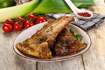 Tasty roasted pork ribs with spices