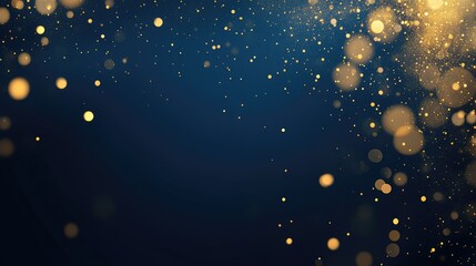 abstract background with Dark blue and gold particle. Christmas Golden light shine particles bokeh on navy blue background. Gold foil texture. Holiday concept