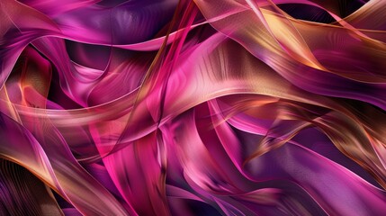 Obraz premium Pink and gold ribbons creating a luxurious and elegant abstract background, perfect for wallpapers and modern designs