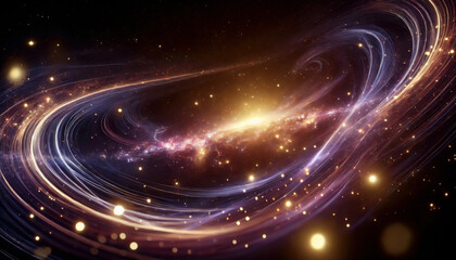 Galaktischer Sternennebelring - Sehnsuchtskonzept: Ringförmige kosmische Lichtkonstellation in Gold, Blau und Violett