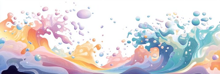 Fototapeta premium Aquatic Symphony - Dynamic Water Splashes and Ripples on White Background with Copy Space for Design.