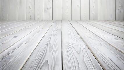 Obraz premium White Painted Wood Floor and Wall Background for Product Display
