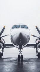 Fototapeta premium Majestic Airplane on a Wet Runway, A Striking Transport Photography