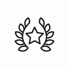 Achievement award laurel star icon vector sign
