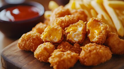 Crispy Cheese Bites Served with French Fries