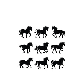 Horse Silhouette  Bundle  Beautiful horse vector design with white background