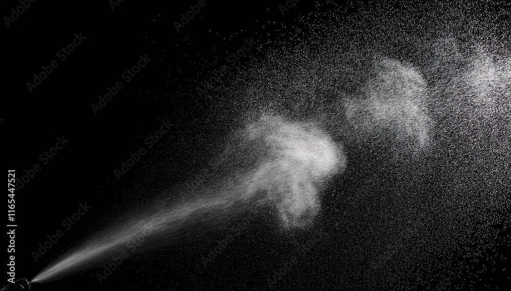 Aufkleber fine mist spray in dark space capturing the beauty of suspended particles and airflow dynamics for s
