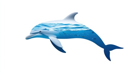 Obraz premium A stylized dolphin with a water pattern inside its silhouette.