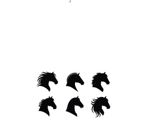 Horse head vector silhouettes with white background