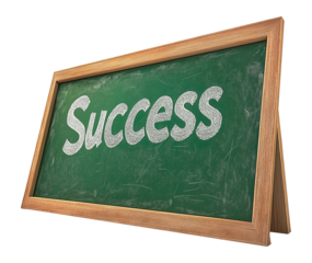 Motivational Success message on chalkboard on a transparent background, png image