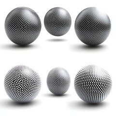 Five Black And White Patterned Spheres Displayed