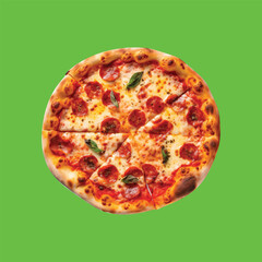 pizza isolated on green screen background