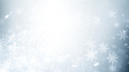 Soft snowflakes on a white gradient background. Winter seasonal designs and holiday themes