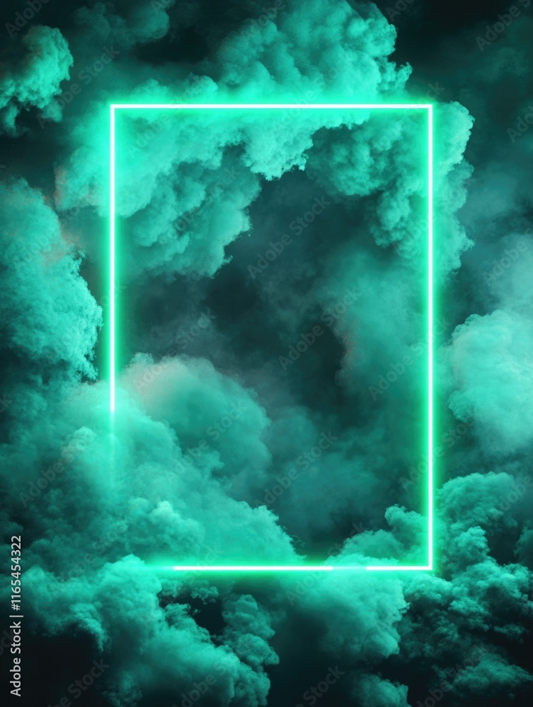 Canvas Prints neon frame in dark cloudy sky