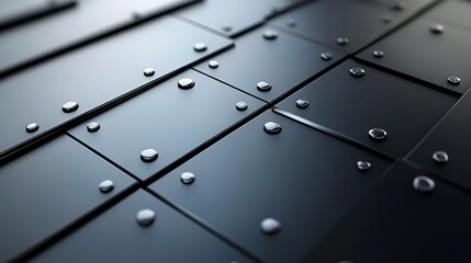 Sleek Reflective Metal Texture with Droplets on Surface Background
