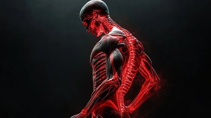 Anatomy of body and joints pain on black background, HD image