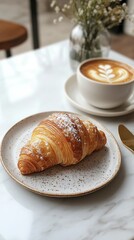 A Delectable Croissant and Latte - Perfect Morning Treat