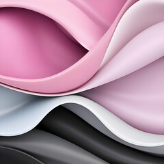 Abstract 3D Pink, Gray, and White Wave Background