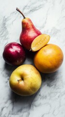Assortment of Fresh Fruits on Marble Surface