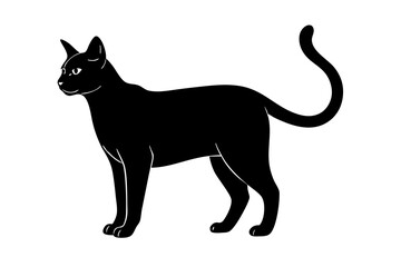 burmese cat black silhouette vector, Simple silhouette Design vector icon with white background