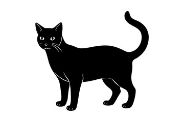 chartreux cat black silhouette vector, Simple silhouette Design vector icon with white background