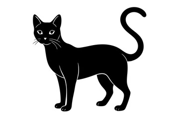 siamese cat black silhouette vector, Simple silhouette Design vector icon with white background