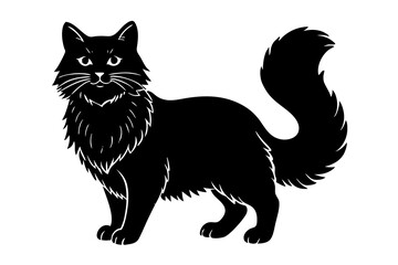 himalayan cat black silhouette vector, Simple silhouette Design vector icon with white background
