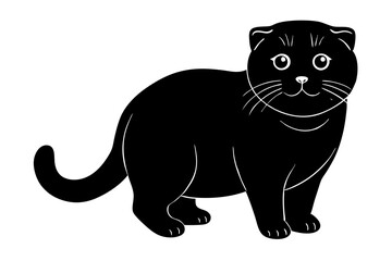 scottish fold cat black silhouette vector, Simple silhouette Design vector icon with white background