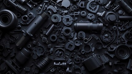 Dark Industrial Wallpaper with 3D Render of Vehicle Details