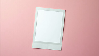 Blank Instant Photo Frame on Pink Background