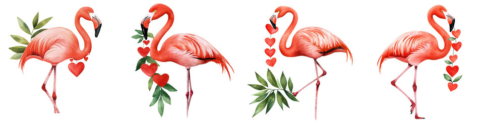 Flamingo Perched on One Leg with Heart