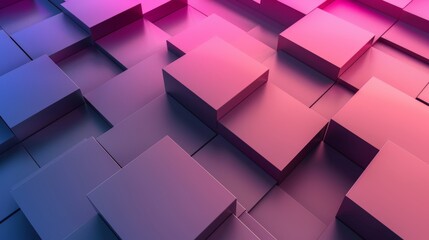 Abstract background showing cubes extruding from surface creating modern wallpaper with pink and blue gradient