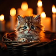 Brown cat with fluffy fur and beautiful eyes