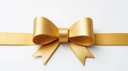 Big golden bow on white background