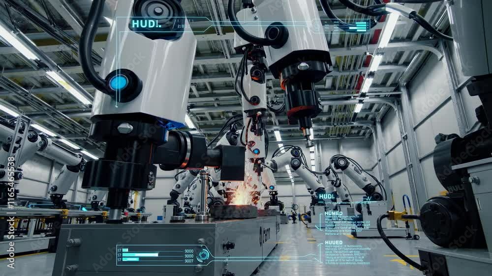 Aufkleber High-tech robots operate in advanced manufacturing facility showcasing automation and precision engineering processes