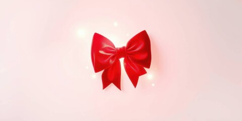Big red bow on white background.