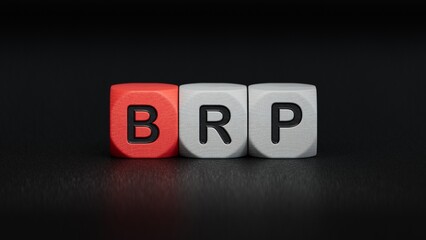 BPR - Business process reengineering - acronym on wooden cubes. BPR , acronym on wooden cubes.Business Concept.3D rendering on black background.