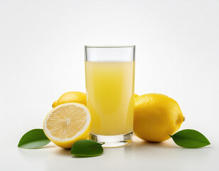 lemon juice in the white background studio shot 
