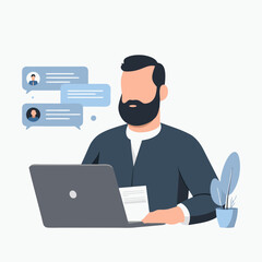 Man Working on Laptop
