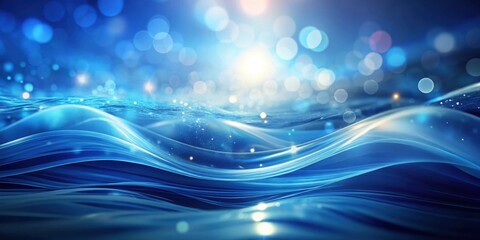 Fototapeta premium Abstract Blue Swirling Design with Soft Light and Bokeh