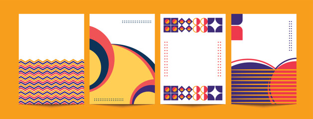 Abstract Flat geometric background, Set of abstract covers backgrounds