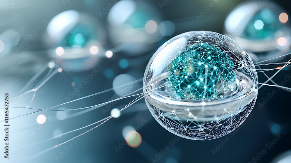 Poster exploring cellular structures laboratory digital art abstract close-up science and technology themes