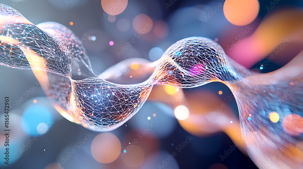 Poster dynamic visualization of molecular structures laboratory digital art abstract environment close-up p
