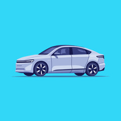 Naklejka premium Modern Flat Car Illustration for Transportation, Automotive, and Design Projects