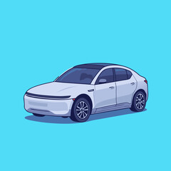 Modern Flat Car Illustration for Transportation, Automotive, and Design Projects