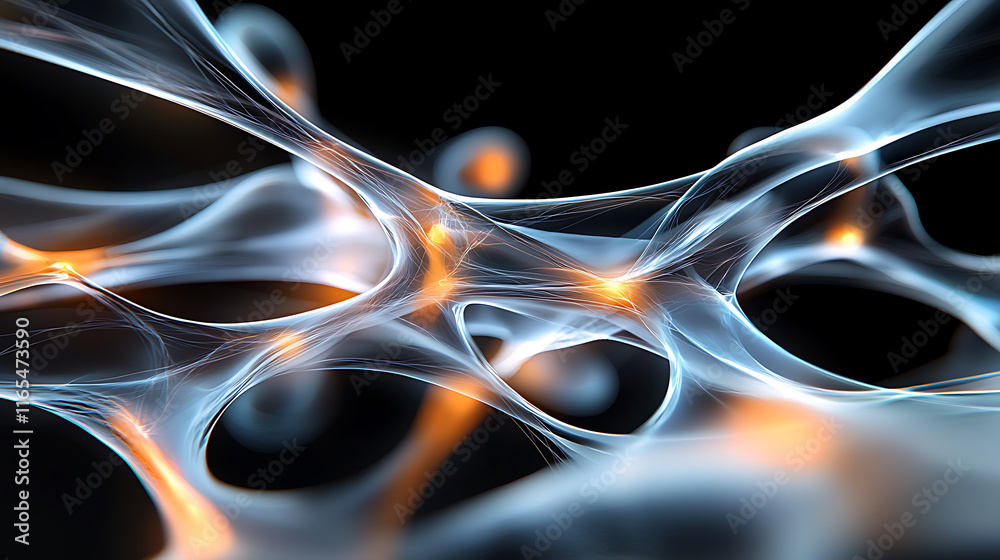 Poster dynamic neural network structures digital realm abstract art high-tech environment close-up view inn