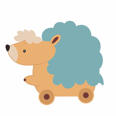 Cute Cartoon Wooden Toy Sheep on Wheels – Perfect for Kids and Decorative Playtime Themes