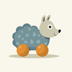 Cute Cartoon Wooden Toy Sheep on Wheels – Perfect for Kids and Decorative Playtime Themes